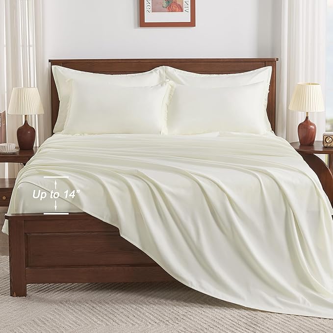 Andency Oversized King Comforter Set Ivory 120x98-7 Pieces Boho Tassel Bed in a Bag Soft Lightweight Bedding Sets, Fringe All Season Bed Set with Comforter, Sheets, Pillowcases & Shams
