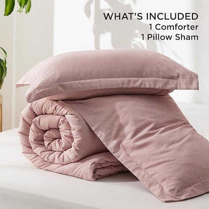 Bedsure Twin/Twin XL Comforter Set - Dusty Rose Soft Bedding for All Seasons, Cationic Dyed Bed Set, 2 Pieces, 1 Twin Size Comforter (68"x88") and 1 Pillow Sham (20"x26"+2")