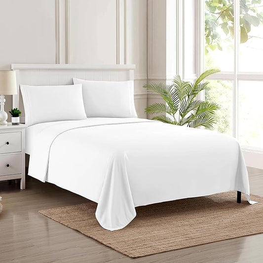 King Size Sheets - Breathable Luxury Bed Sheets with Full Elastic & Secure Corner Straps Built In - 1800 Supreme Collection Extra Soft Deep Pocket Bedding, Sheet Set, EXTRA DEEP pocket - King, White