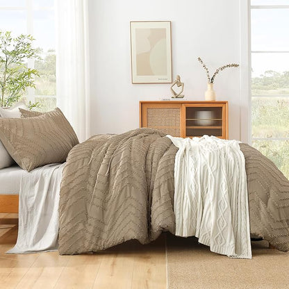 Litanika Taupe King Comforter Set, 3 Pieces Lightweight Tufted Bedding Sets, Down Alternative Comforter Fluffy Bed Set Gift Choice
