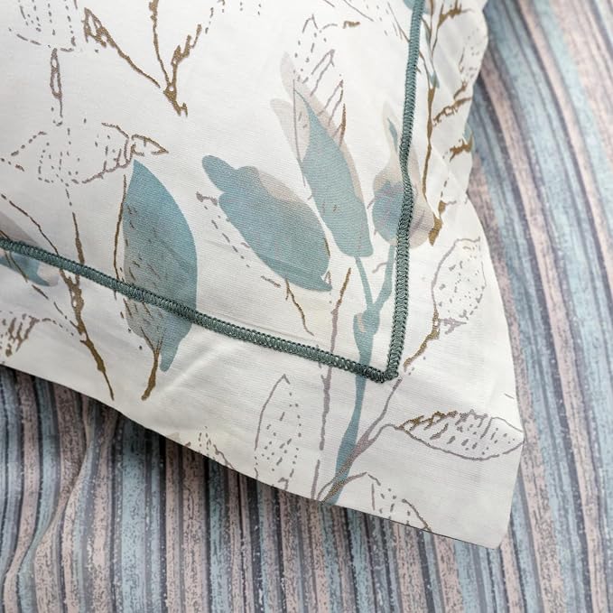 OAITE Duvet Cover Set Queen Size Floral Pattern 500 Thread Count Ultra Soft 100% Cotton Duvet Cover Sets 3-PC, Breathable Duvet Cover with Zipper Closure & Corner Ties