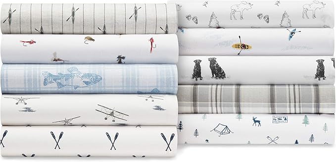 Eddie Bauer - King Sheets, Cotton Percale Bedding Set, Crisp & Cool Home Decor (Chinook Grey, King)
