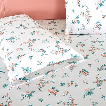 Elegant Comfort Softest and Coziest 6-Piece Sheet Set - 1500 Premium Hotel Quality Microfiber - Deep Pocket, Wrinkle Resistant 6-Piece Floral Bed Sheet Set, King, Celia Pink