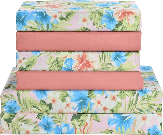 Elegant Comfort Softest and Coziest 6-Piece Sheet Set - 1500 Premium Hotel Quality Microfiber - Deep Pocket, Wrinkle Resistant 6-Piece Floral Magnolia Pattern Bed Sheet Set, Queen, Magnolia