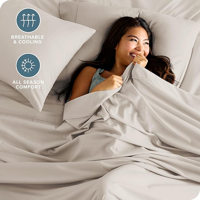 Bare Home Queen Sheet Set - 1800 Ultra-Soft Microfiber Queen Bed Sheets - Double Brushed - Deep Pockets - Easy Fit - 4 Piece Set - Bedding Sheets & Pillowcases (Queen, Wheat)
