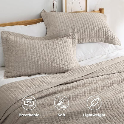 Bedsure Quilts Queen Size - Queen Quilt Bedding Set Bedspread Coverlet for Farmhouse Bedroom Decor, Lightweight Bedspread, 3-Piece Set with 90"x96" Coverlet & 2 Pillow Shams, All-Season Soft Comforter