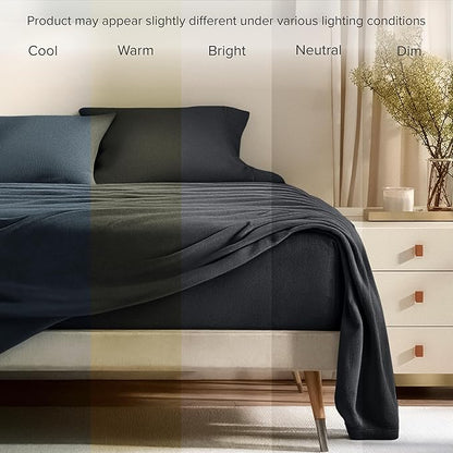 Bare Home Super Soft Fleece Sheet Set - Twin Extra Long Size - Extra Plush Polar Fleece, No-Pilling Bed Sheets - All Season Cozy Warmth (Twin XL, Black)