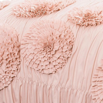 Lush Decor Serena Comforter Set, 3 Piece Set, Full/ Queen, Blush - Pink Bedding Set Queen - Cute Comforter Queen Size - Coquette Decor