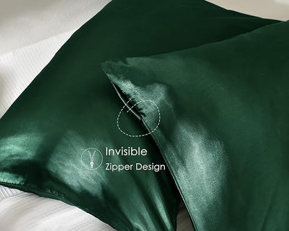Yanibest Satin Pillowcase, Silk Pillow Cases for Hair and Skin with Zipper, Queen Pillow Cases Set of 2 for 20"x30", Exquisite Packaging for Women Men