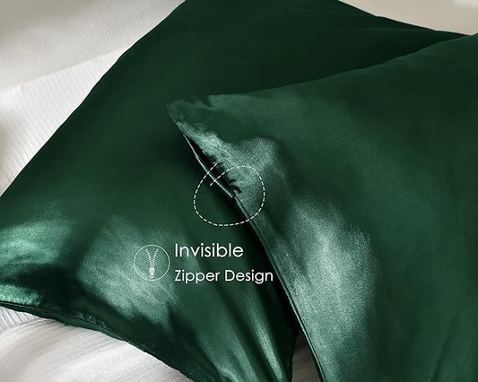 Yanibest Satin Pillowcase, Silk Pillow Cases for Hair and Skin with Zipper, Queen Pillow Cases Set of 2 for 20"x30", Exquisite Packaging for Women Men