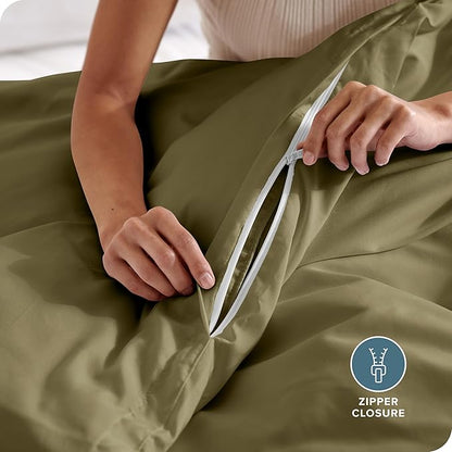 Bare Home Bedding Duvet Cover King Size - Premium 1800 Super Soft Collection - Lightweight, Cooling - Soft Breathable Bedding Duvet Cover (King, Olive)