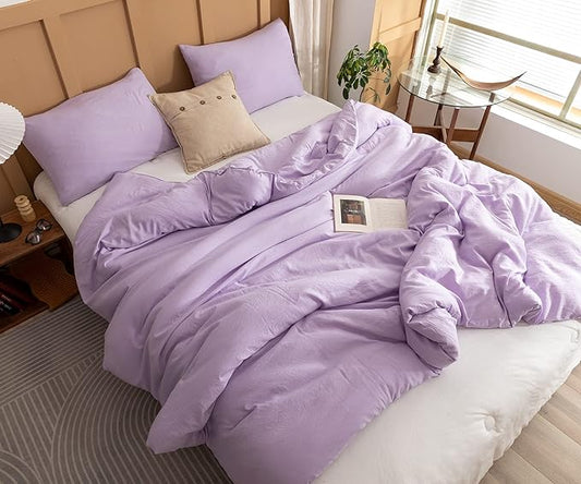 ROSGONIA King Size Comforter Set Lavender, 3pcs (1 Boho Purple Comforter & 2 Pillowcases), Soft Bedding Lightweight Bedspread Blanket Quilts