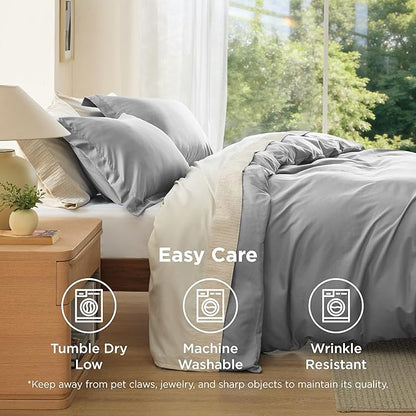 Bedsure Duvet Cover California King Size - Soft Double Brushed Bedding Set for Kids & Adults, Zipper Closure, 3 Pieces, Includes 1 Duvet Cover (104"x98") & 2 Pillow Shams, NO Comforter, Grey