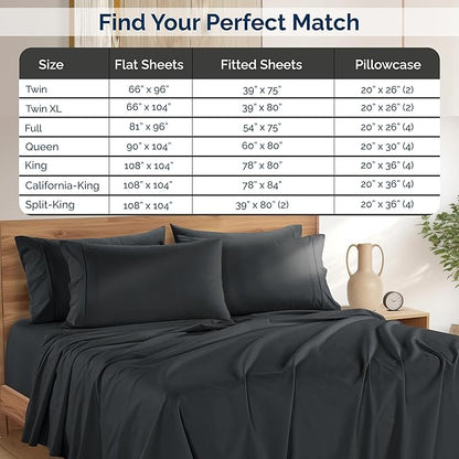 Casa Platino Sheets Queen – 6 Piece Crisp Percale Weave Queen Cooling Sheets with 15" Deep Pockets, Lightweight & Cool Feel for All Sleepers, Ultra Soft & Breathable for a Great Nights Sleep – Black