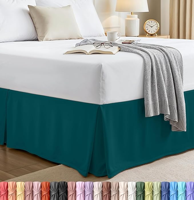 Utopia Bedding Full Bed Skirt - Soft Quadruple Pleated Ruffle - Easy Fit with 16 Inch Tailored Drop - Hotel Quality, Shrinkage and Fade Resistant (Full, Teal)