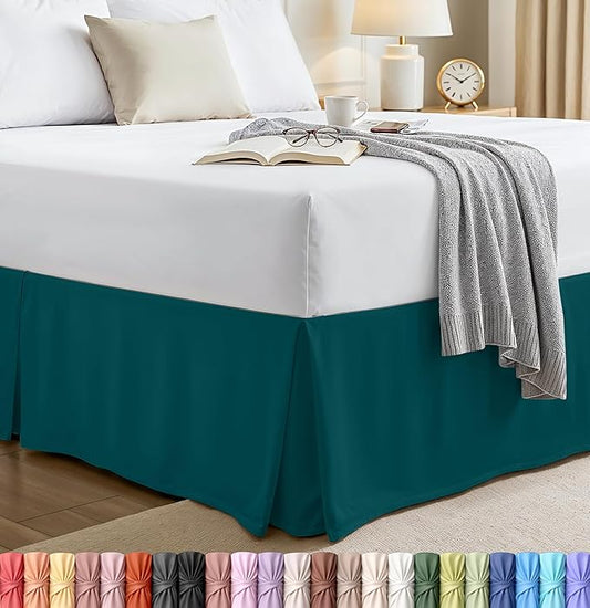 Utopia Bedding Full Bed Skirt - Soft Quadruple Pleated Ruffle - Easy Fit with 16 Inch Tailored Drop - Hotel Quality, Shrinkage and Fade Resistant (Full, Teal)