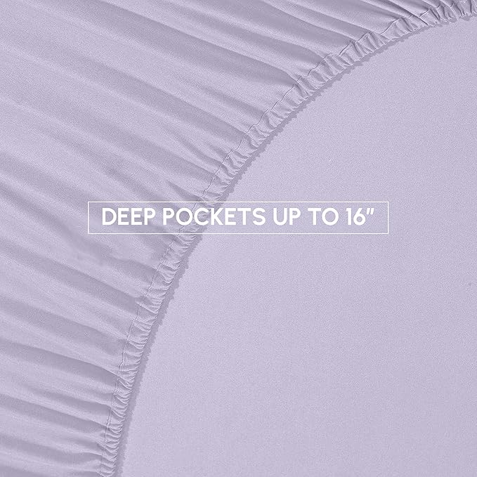 Elegant Comfort 8-Piece Pinch Pleated Comforter Set - All Season Complete Bed in a Bag, Includes 4pc Smart Sheet Set, Bed Skirt, Comforter, Matching Pillowcases and Shams, King/Cal King, Lavender