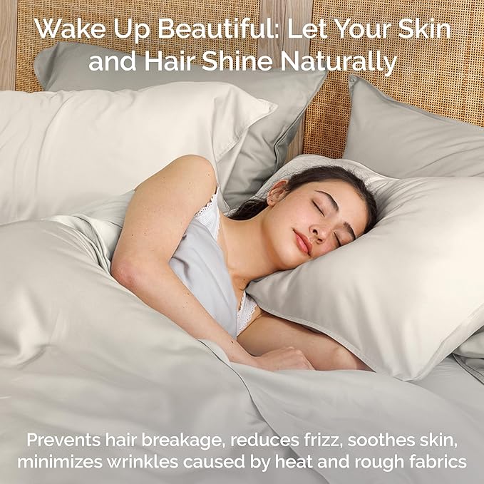 Viscose Bamboo Sheets Queen Size 4PC Set - Cooling Bedding for Hot Sleepers with Moisture Wicking Technology - Silky Soft 18 Inch Deep Pocket - Ivory 60"x 80"