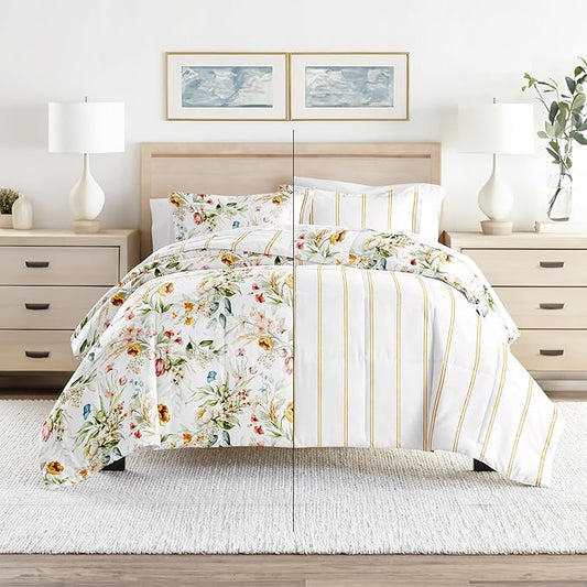 Linen Market Reversible Queen Size Comforter Set (3 Piece) - Soft and Lightweight Down Alternative Comforter Queen Set - This Includes Your Queen Comforter and 2 Pillow Shams