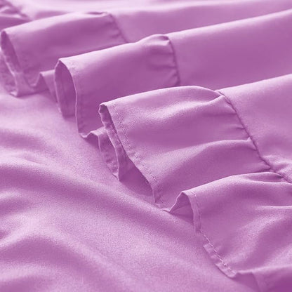 KKJIAF Ruffle Pillow Cases Queen Size Set of 2, Ruffled Pillow Covers with Envelope Closure, Wrinkle Resistant Ruffled Pillow Shams 20" x 30", Lavender