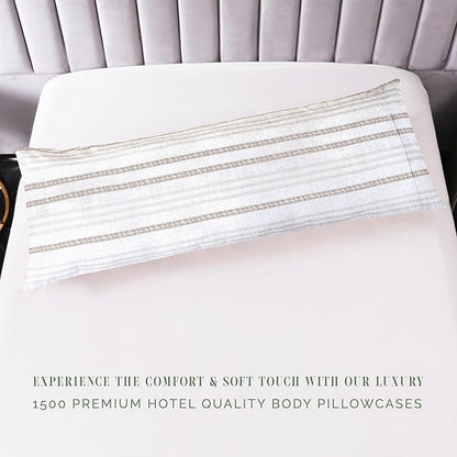 Elegant Comfort Ultra Soft 1-Piece Set Striped Print Pillowcases - 1500 Premium Hotel Quality Microfiber, Soft and Smooth Hidden Zipper Closure 1-Piece Pillow Covers - Body Pillowcase, Traci Linen