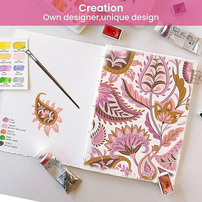 Softan Pink Paisley Floral Twin Sheet Set, 3-Piece Cozy Boho Microfiber Printed Fitted Bed Sheet with 15" Deep Pockets & Non-Slip Straps, Kids Girls Patterned Sheets & Pillowcase Set