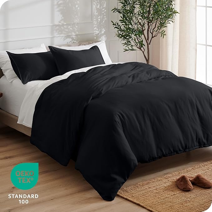 Bare Home Bedding Duvet Cover King Size - Premium 1800 Super Soft Collection - Lightweight, Cooling - Soft Breathable Bedding Duvet Cover (King, Black)