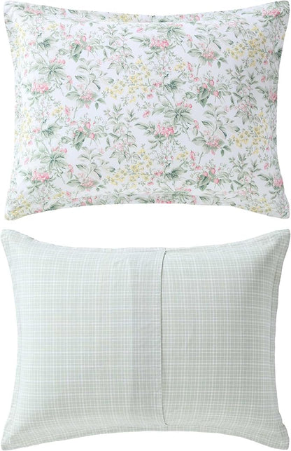 Laura Ashley - King Comforter Set, Super Soft Cotton Bedding with Matching Sham, Botanical Design, Vintage Bed Essentials (Bramble Floral Pink, King)