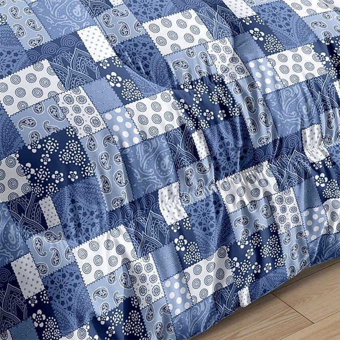 HighBuy Vintage Jacquard Comforter Sets Full Size Dark Blue Geometric Medallion Bedding Sets 3 PC Modern Comforters Fluffy with 2 Pillowcases for Full Bed Chic Fluffy Hotel Comforter Set