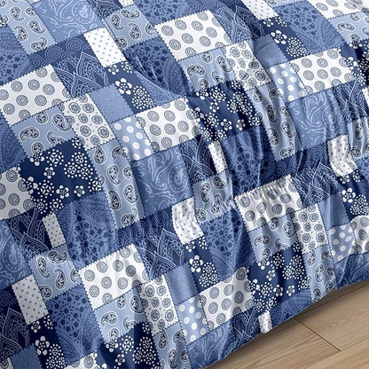 HighBuy Vintage Jacquard Comforter Sets Full Size Dark Blue Geometric Medallion Bedding Sets 3 PC Modern Comforters Fluffy with 2 Pillowcases for Full Bed Chic Fluffy Hotel Comforter Set