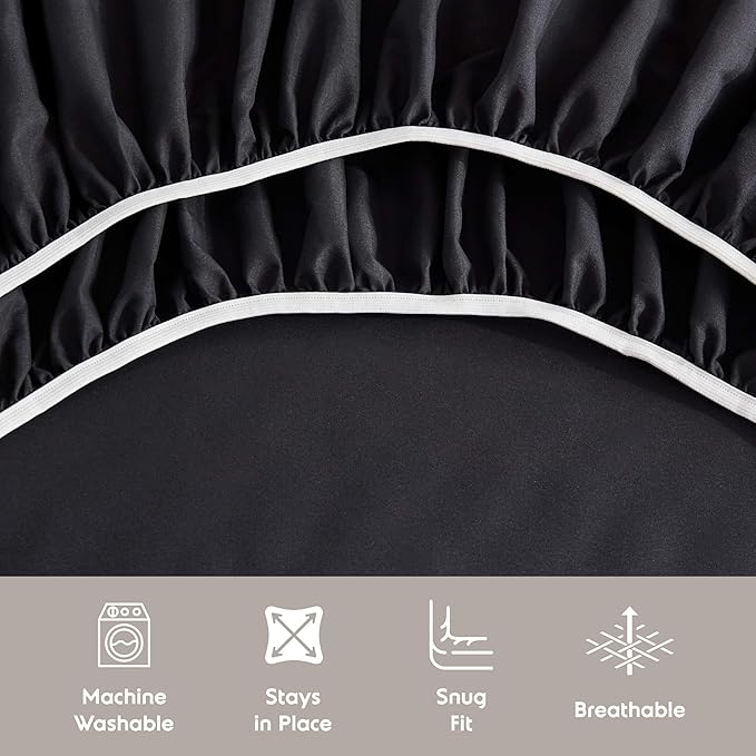 Nestl Full XL Sheet Set - Luxury 1800 Ultra-Soft Microfiber Full Extra Long Bed Sheets - Double Brushed - Deep Pockets - Easy Fit - 4 Piece Set - Bedding Sheets & Pillowcases (Full XL, Black)