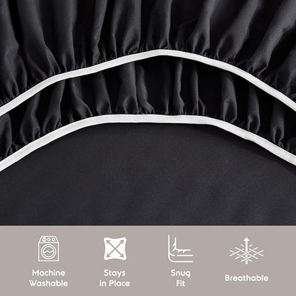 Nestl Queen Sheet Set - Luxury 1800 Ultra-Soft Microfiber Bed Sheets - Double Brushed - Deep Pockets - Easy Fit - 4 Piece Set - Bedding Sheets & Pillowcases (Queen, Black)