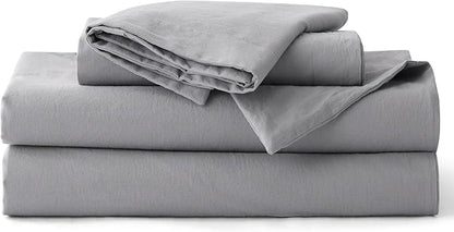 Bedsure 100% Washed Cotton Duvet Cover King Size - Grey Minimalist Bedding Set Linen Like - PureWoven Plain Simple & Soft Comforter Cover for All Seasons, 3 Pieces (Grey, King, 104"x90")