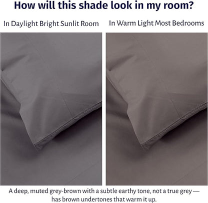 California Design Den California King Sheets Set - Certified 100% Egyptian Cotton, Lightweight Percale Sheet Set with Deep Pockets, Crisp & Durable Luxury Bedding Set - Grey