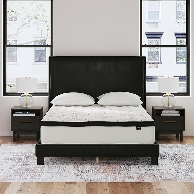 Signature Design by Ashley California King Size Chime 10 Inch Medium Firm Hybrid Mattresswith Cooling Gel Memory Foam for Pressure Relief, Fiberglass Free, Mattress In A Box