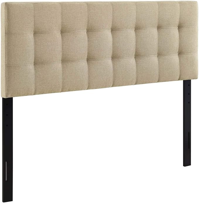Modway Lily Tufted Linen Fabric Upholstered Full Headboard in Beige