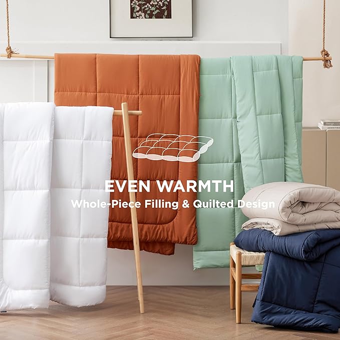 Bedsure Comforter Duvet Insert - Quilted Comforters Cal King Size, All Season Duvet, Down Alternative Bedding, with 8 Tabs, Gifts for Women/Men, Olive Green, California King 96 X 102 Inches