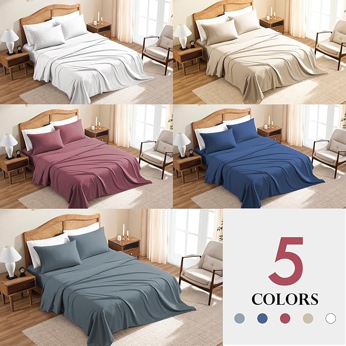ClevaHome Sheet Set Queen Size, 4-Piece Bedding, Lightweight & Super Soft Easy Care Microfiber– Shrinkage & Fade Resistant Bedding Set with 14'' Deep Pockets (Slate Blue)