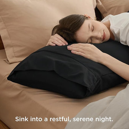Bedsure King Size Pillow Cases Set of 4 - Black Brushed Microfiber Pillowcases 4 Pack, Super Soft Pillowcase, Pillow Case Cover with Envelope Closure for Kids, Wrinkle, Fade Resistant, 20x36 Inches