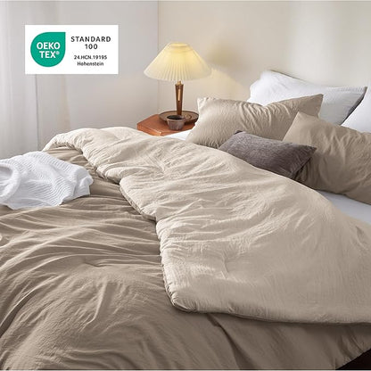Bedsure King Comforter Set, Khaki Beige Soft Prewashed Bedding for All Seasons, 3 Pieces GentleSoft™ Bed Set, 1 Lightweight Comforter (104"x90") and 2 Pillowcases (20"x36")