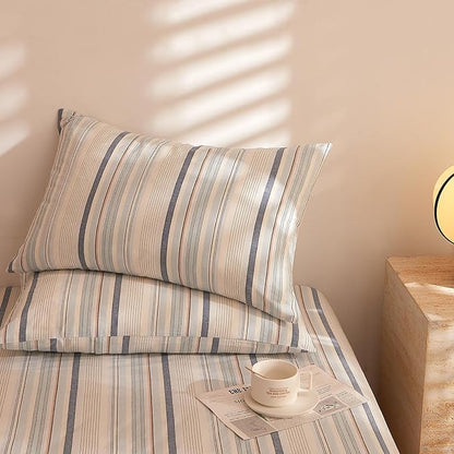 EAVD Striped Comforter Set Full Multi-Color Striped Bedding Comforter Set 3 Pieces Farmhouse Geometric Bedding Set with 2 Pillowcases for All-Season Soft Fluffy Lightweight