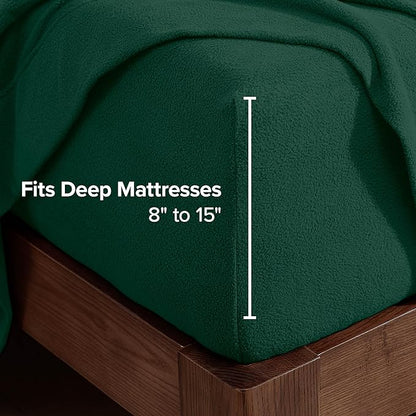 Bare Home Super Soft Fleece Sheet Set - Queen Size - Extra Plush Polar Fleece, No-Pilling Bed Sheets - All Season Cozy Warmth (Queen, Forest Green)