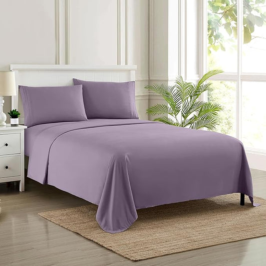 Full Size Sheet Sets - Breathable Luxury Sheets with Full Elastic & Secure Corner Straps Built In - 1800 Supreme Collection Extra Soft Deep Pocket Bedding Set, Sheet Set, Full, Plum