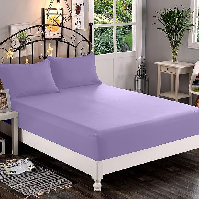 Elegant Comfort 1500 Premium Hotel Quality 1-Piece Fitted Sheet, Softest Quality Microfiber - Deep Pocket up to 16 inch, Wrinkle and Fade Resistant, Full, Lavender