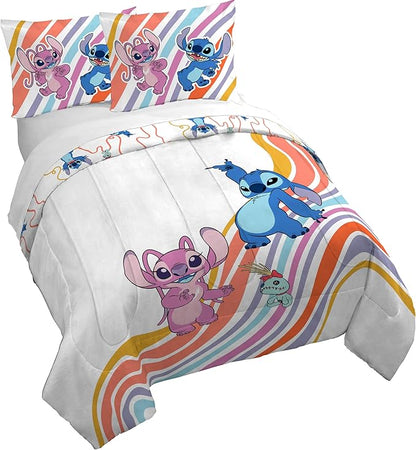 Jay Franco Duvet Cover Set – 3 Piece Comforter Cover and Sham Set, Super Soft Cozy Kids Bedding (Insert Not Included) White - Lilo and Stitch, Full