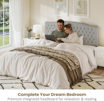 King Headboard Only, Velvet Classic Tufted Design, Silver Gray | 2 installation options: 1.bed frame mount 2.wall mount (for adjustable bed), Classic hand-tufted headboard king size