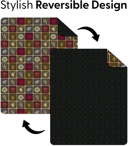 Northwest Warner Bros Game of Thrones Symbolic Sigils Quilted Throw Blanket, Fantasy House Emblems, Adults Boys Girls, Soft Lightweight Bedding for Bed, or Couch, 60 x 80 inches