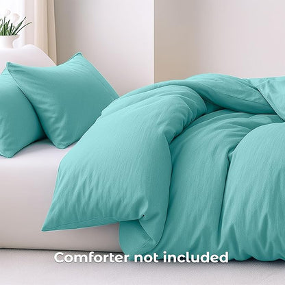 Pure Bedding Duvet Cover King Size - 3 Pieces Extra Soft Bedding Set, Includes 1 Duvet Cover 104x90 Inches with Zipper Closure & 2 Pillow Shams, Comforter Not Included, Aqua