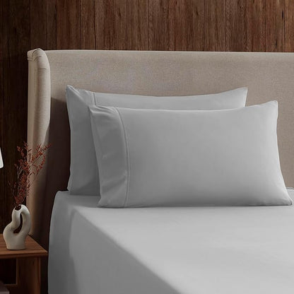 Nestl Twin Sheet Set - 1800 Ultra-Soft Microfiber Twin Bed Sheets - Double Brushed - Deep Pockets - Easy Fit - Extra Soft - 3 Piece Set - Bedding Sheets & Pillowcases (Twin, Light Grey)