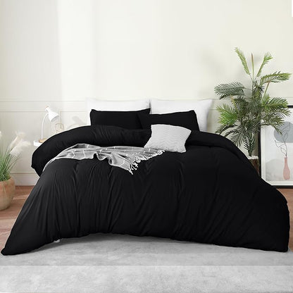 Utopia Bedding Duvet Cover Set with Pillowcases - 3 Pieces Bedding Duvet Cover with Zipper Closure - 1 Duvet Cover with 2 Pillowcases - Soft Brushed Microfiber (Queen, Black)